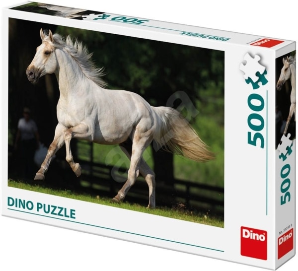 Dino Puzzel – White horse in the Meadow – 500 Stukjes