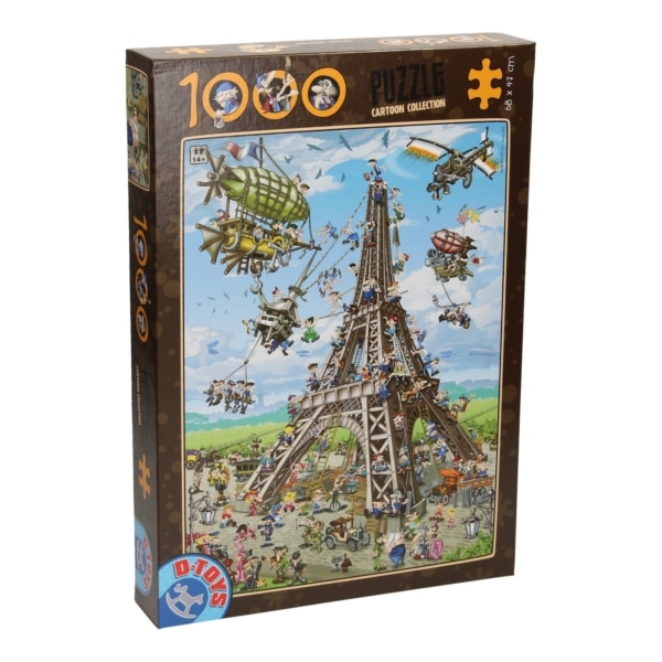 D-Toys Puzzel - Cartoon van de Eiffeltoren in Parijs - 1000 Stukjes