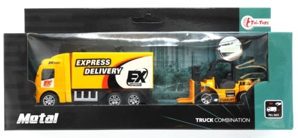 Toitoys vrachtwagen express delivery met heftruck
