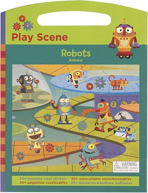 Robots speel scene met herbruikbare stickers
