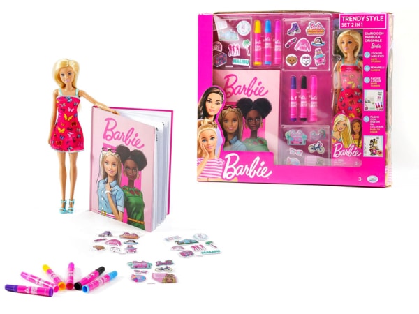 Mattel De Barbie pop Trendy Style Set met dagboek en stiften