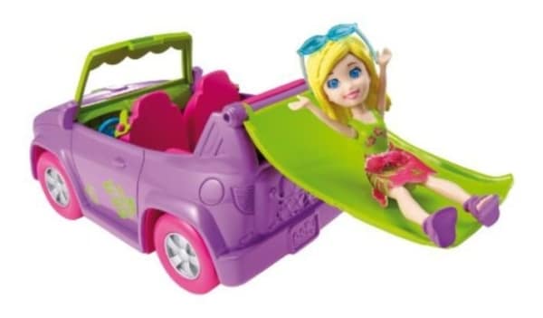 Polly pocket duik en glij auto met figuurtje