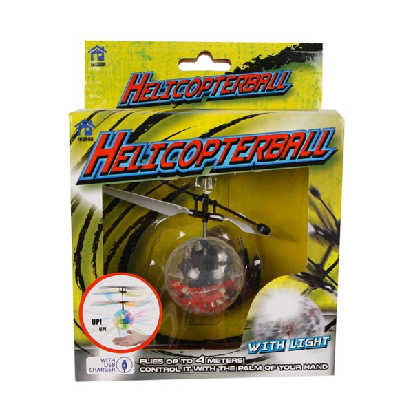 Helicopterball met licht boven je handpalm