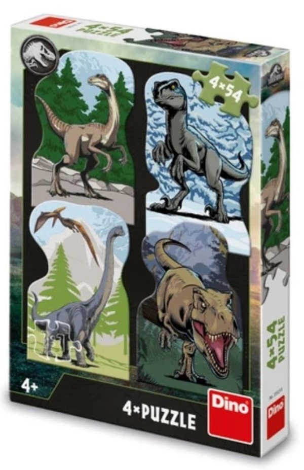 Dinosaurus puzzel 4 x 54 stukjes van je favoriete dino