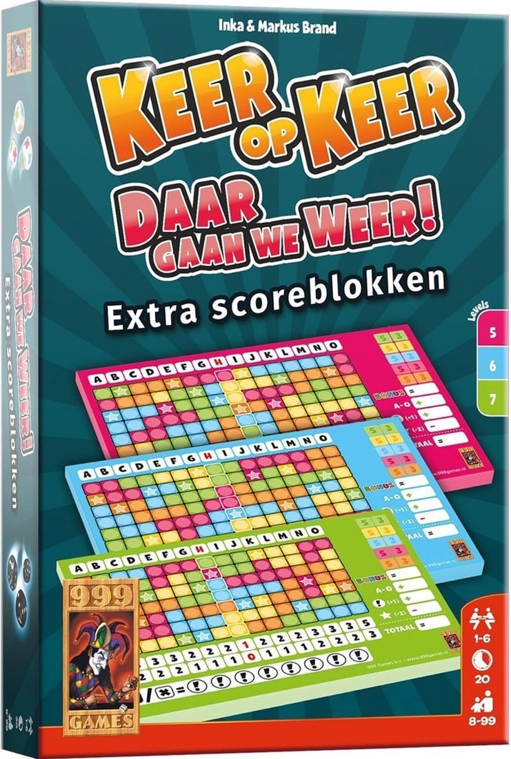 999Games scoreblokken keer op keer level 5/6/7 papier 3 stuks afbeelding